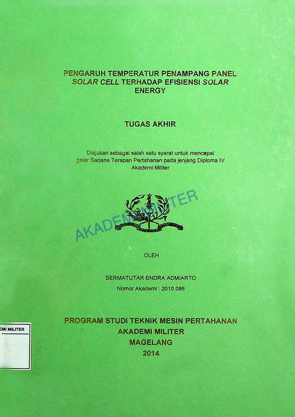 PENGARUH TEMPERATUR PENAMPANG PANEL SOLAR CELL TERHADAP EFISIENSI SOLAR ENERGY